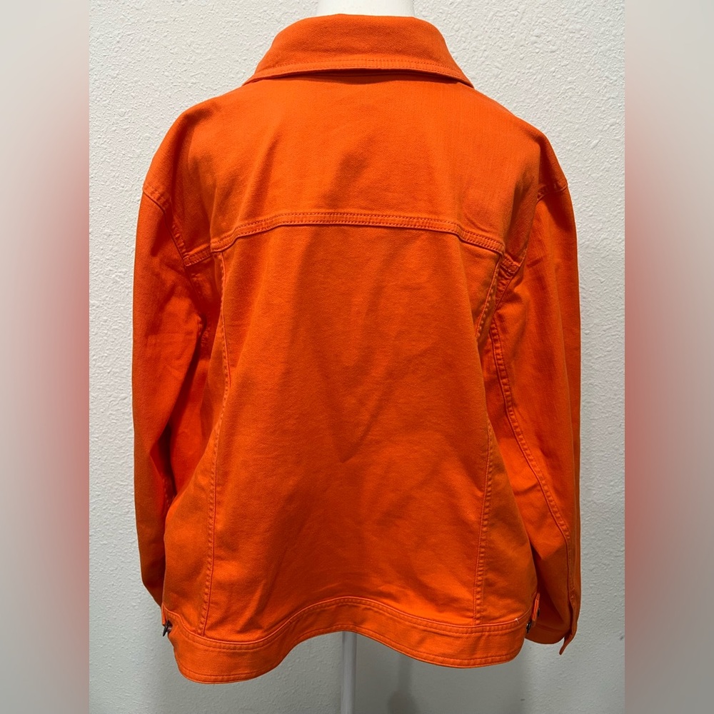 Talbots Orange Classic Denim Jacket Euc - image 4